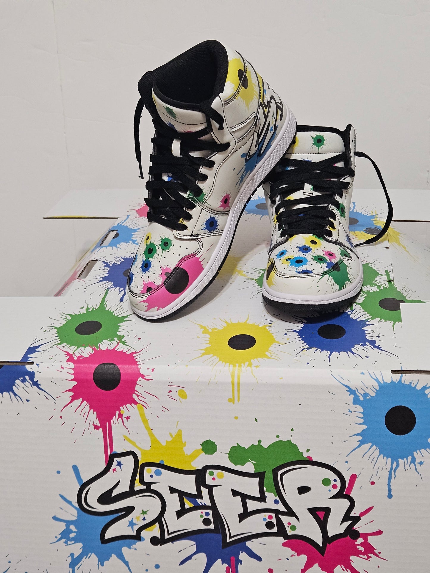White Graffiti shots shoes