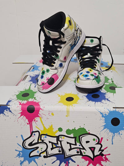 White Graffiti shots shoes