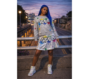 Flared Glitter Taking Shots Skirt